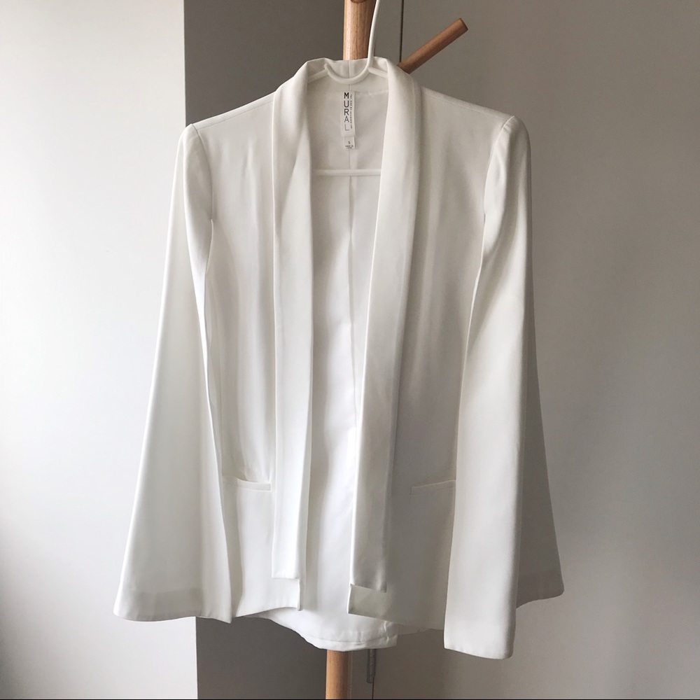 Mural White Cape Blazer